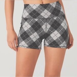 Alo 4" Vapor High Waist Argyle Short XXS Black/Gray/Taupe NWOT